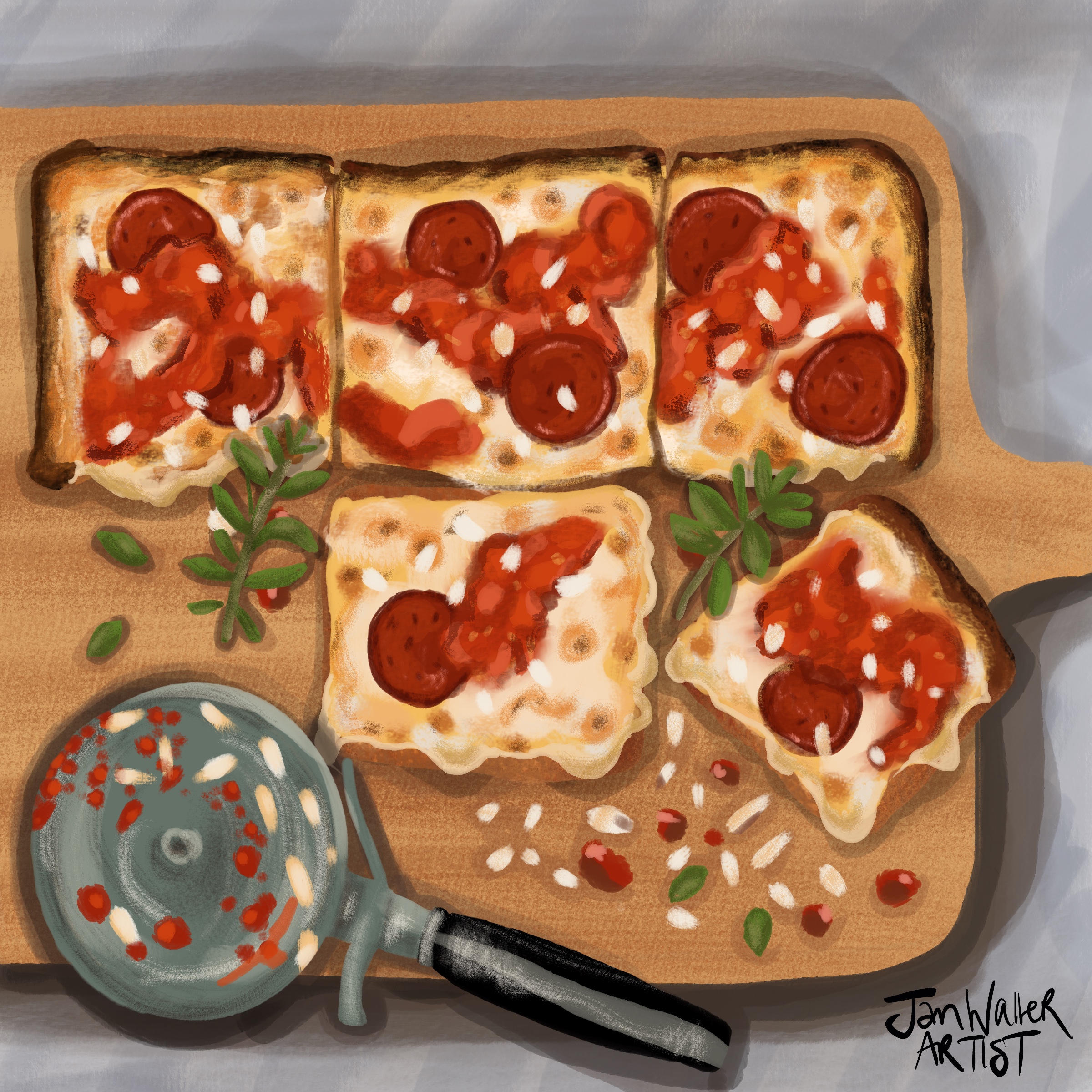 Detroit Pizza editorial illustration 