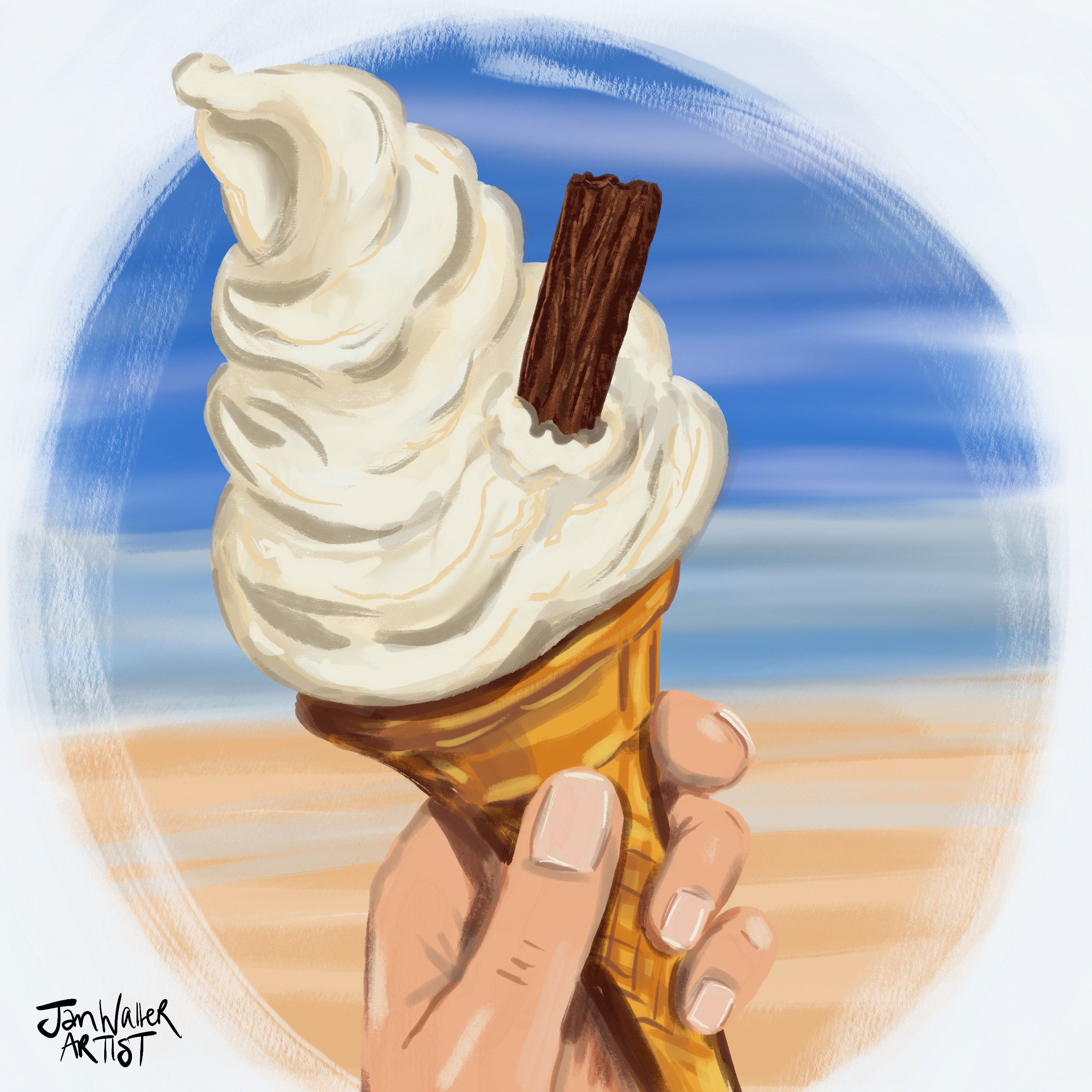 Do You Want A Flake In It? Ice cream illustration
